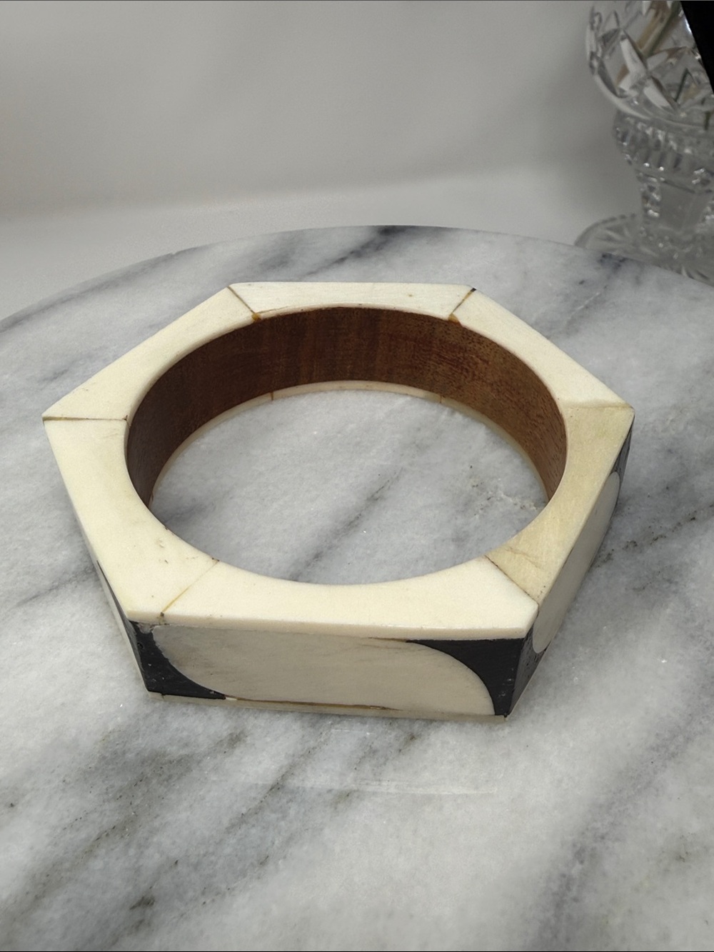 Vintage Chunky Geometric Bone Bangle